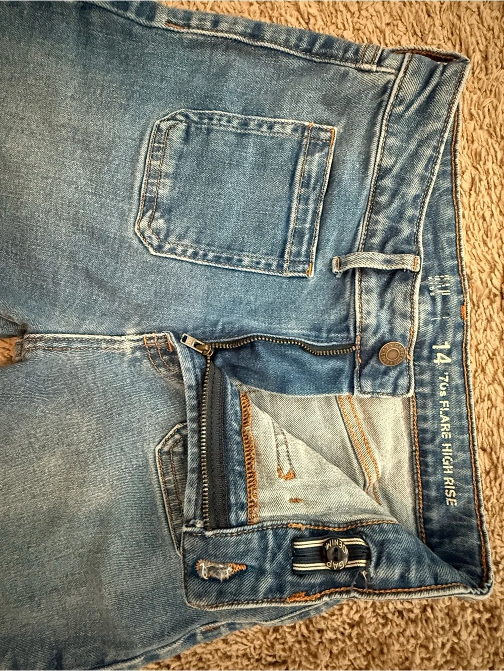 Girls 70s Flare high-rise Blue Denim Jeans